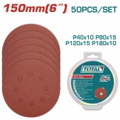 TOTAL - SET 50 BUC. DISC HARTIE ABRAZIVA 150MM - P40, P80,P120,P180
