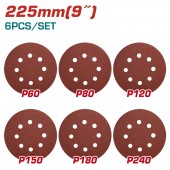 TOTAL - SET DISCURI HARTIE ABRAZIVA 225MM - P60,P80,P120,P150,P180,P240