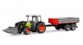 Tractor Claas Nectis 267F + încărcător frontal + remorcă - Bruder