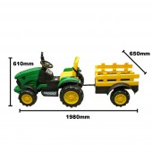 Tractor electric cu remorca, telecomanda si baterie pentru copii 1980x650x610